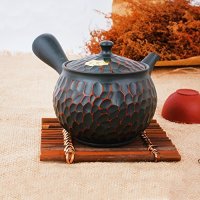 常滑焼 3-423 黑色 裂纹茶壶