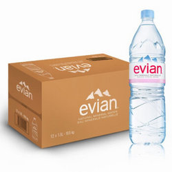 法国进口 依云（evian）天然矿泉水 1.5L*12瓶 整箱装