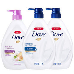 Dove 多芬 沐浴乳套装（深层营润 1000ml*2瓶+衡悦水润 720ml）*2套+力士 靓肤沐浴乳 白皙滢润 400ml