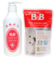 B&B 保宁 奶瓶奶嘴清洁套餐（清洁剂600ml+补充液500ml）
