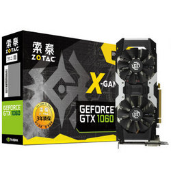 索泰（ZOTAC）Geforce GTX1060-6GD5 X-GAMING OC 1569-1784MHz/8008MHz 6G/192bit GDDR5 PCI-E显卡