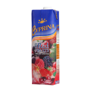 地中海塞浦路斯进口 塞浦丽娜（Cyprina）8种红色水果果汁饮料 1L*4瓶 果汁饮料 整箱 *4件