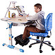 新低价：心家宜 人体工学可升降学习桌椅组合套装 M101L_M204L 王子蓝+赠品