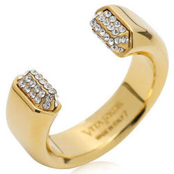 Vita Fede  VI2093 Gold/Clear 5 女士金色黄铜人造水晶半开口戒指 
