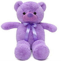满庄 紫色泰迪熊 短毛丝带款 40厘米