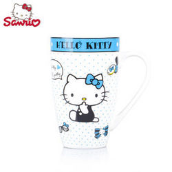 Hello Kitty 复古波点杯  创意陶瓷杯马克杯牛奶杯咖啡杯杯子 蓝色