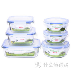 Snapware 康宁扣 四面锁扣玻璃耐热保鲜盒6件套+三件套