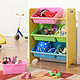  心家宜 儿童卡通收纳柜玩具整理箱实木储物箱幼儿园置物三层整理架　