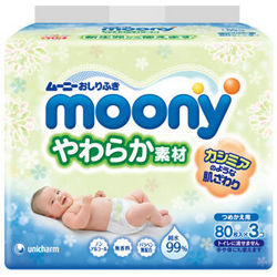 日本尤妮佳（moony）湿巾（柔软型）80片×3包