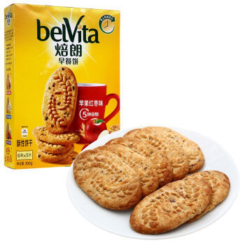 belVita 焙朗 早餐饼 酥性饼干 (300g、苹果红枣味)