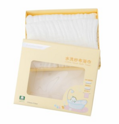PurCotton全棉时代 盒装纯白婴童水洗纱布浴巾 115x115cm