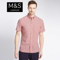大码福利：M&S 马莎 T253065M-1 男士纯棉短袖衬衫