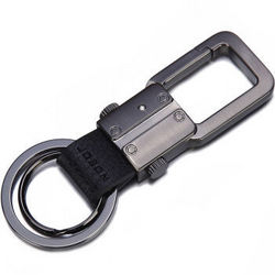 JOBON中邦钥匙扣圈汽车钥匙扣链纤维革子母圈簧腰挂式 ZB-091B黑镍