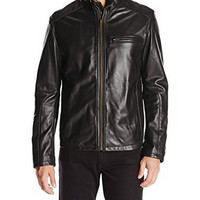 Deal of the day： COLE HAAN Smooth Leather Moto Jacket 男款羊羔皮夹克