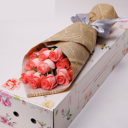 11枝红粉香槟玫瑰三色可选顺丰包邮鲜花速递(39.9-20元)