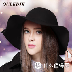 英伦黑色波浪边大沿帽子