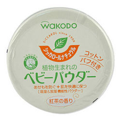 wakodo 和光堂 爽身粉绿茶保湿型 120g 带粉扑