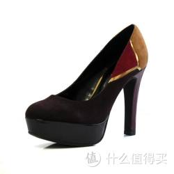 Daphne/达芙妮拼色浅口可爱圆头俏丽OL细高跟女单鞋1013404014