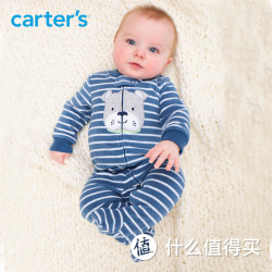 Carter's1件式长袖连体衣包脚爬服小狗摇粒绒男宝婴儿童装115G160