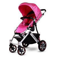 Babyruler 婴儿推车 高景观婴儿车 万向轮 ST380 桃红色