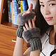  韩版女生秋冬可爱短款冬季保暖毛线针织半指学生露指电脑通用手套　