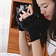 韩版女生秋冬可爱短款冬季保暖毛线针织半指学生露指电脑通用手套 (黑色)
