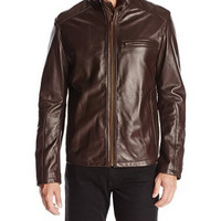  COLE HAAN Smooth Leather Moto Jacket 男款羊羔皮夹克