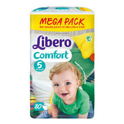 瑞典丽贝乐（Libero）婴儿纸尿裤 Comfort系列 大号L80片 欧洲原装进口 适合10-14kg