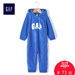 Gap 326687 M2 宝宝徽标侧拉链连帽一件式连体衣