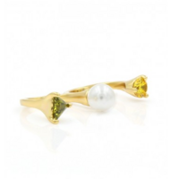 glam ever 彩虹系列 珍珠指尖戒指 (1.7cm、金色、白色)