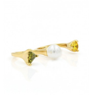 glam ever 彩虹系列 珍珠指尖戒指 (1.7cm、金色、白色)