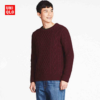 UNIQLO 优衣库 400647 纽花圆领针织衫(长袖)