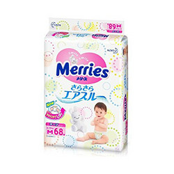 Merries 妙而舒 婴儿纸尿裤 M68片 *3件