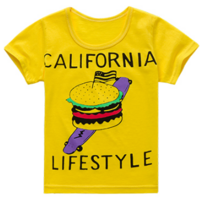 小米皮 儿童纯棉短袖T恤 黄色汉堡 100cm 