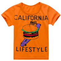 小米皮 儿童纯棉短袖T恤 桔色汉堡 120cm 