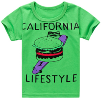 小米皮 儿童纯棉短袖T恤 绿色汉堡 130cm 